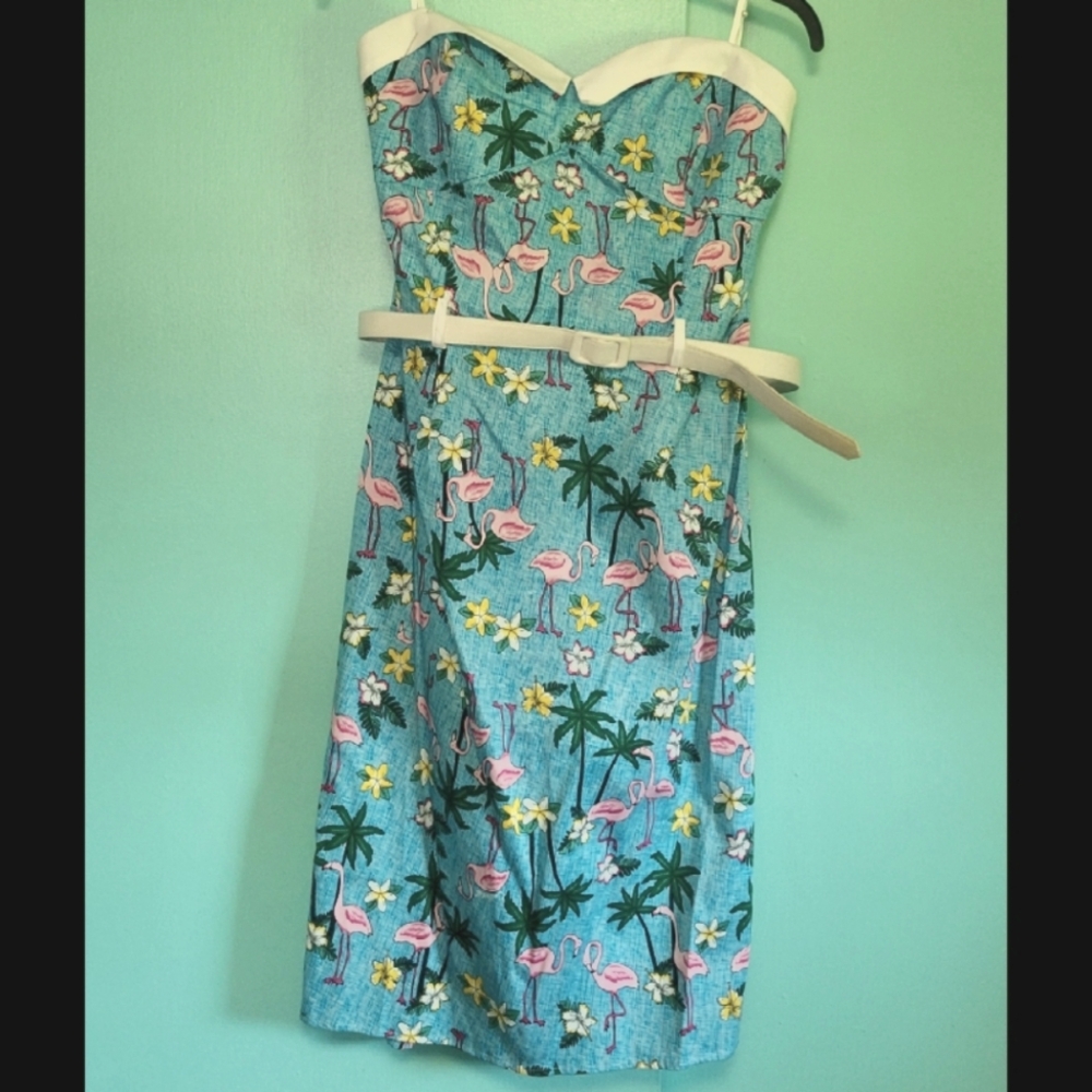 Collectif Monica Tropical Flamingo Pencil Dress